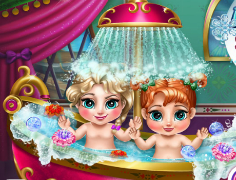 Elsa és Anna baba fürdetés Jégvarázs játék