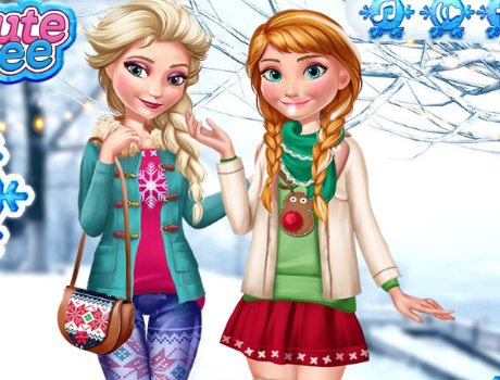 Elsa és Anna téli divat öltöztetős jégvarázs játék