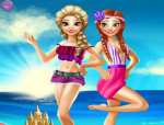 Elsa és Anna a strandon hercegnős játék